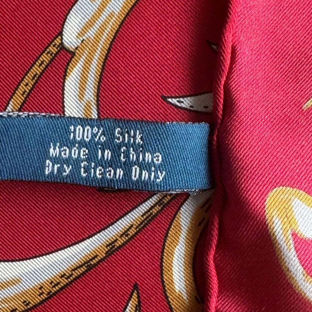 Hampton hall Red Decorative Silk-Style Scarf with red and White‎ Scroll Motif - Picture 6 of 6
